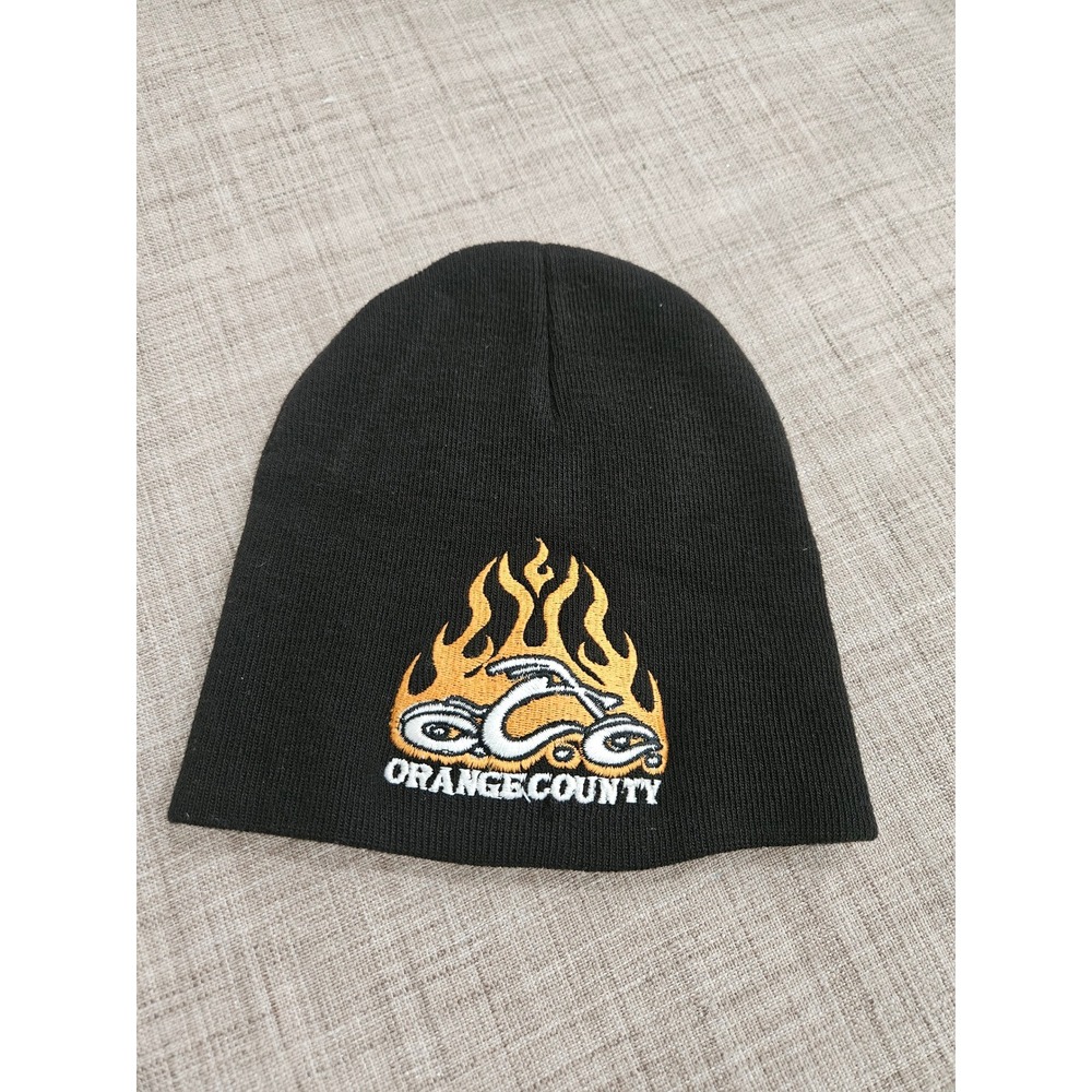 Orange County Choppers OCC Embroidered Flame Motorcycle Beanie Black Skull Cap